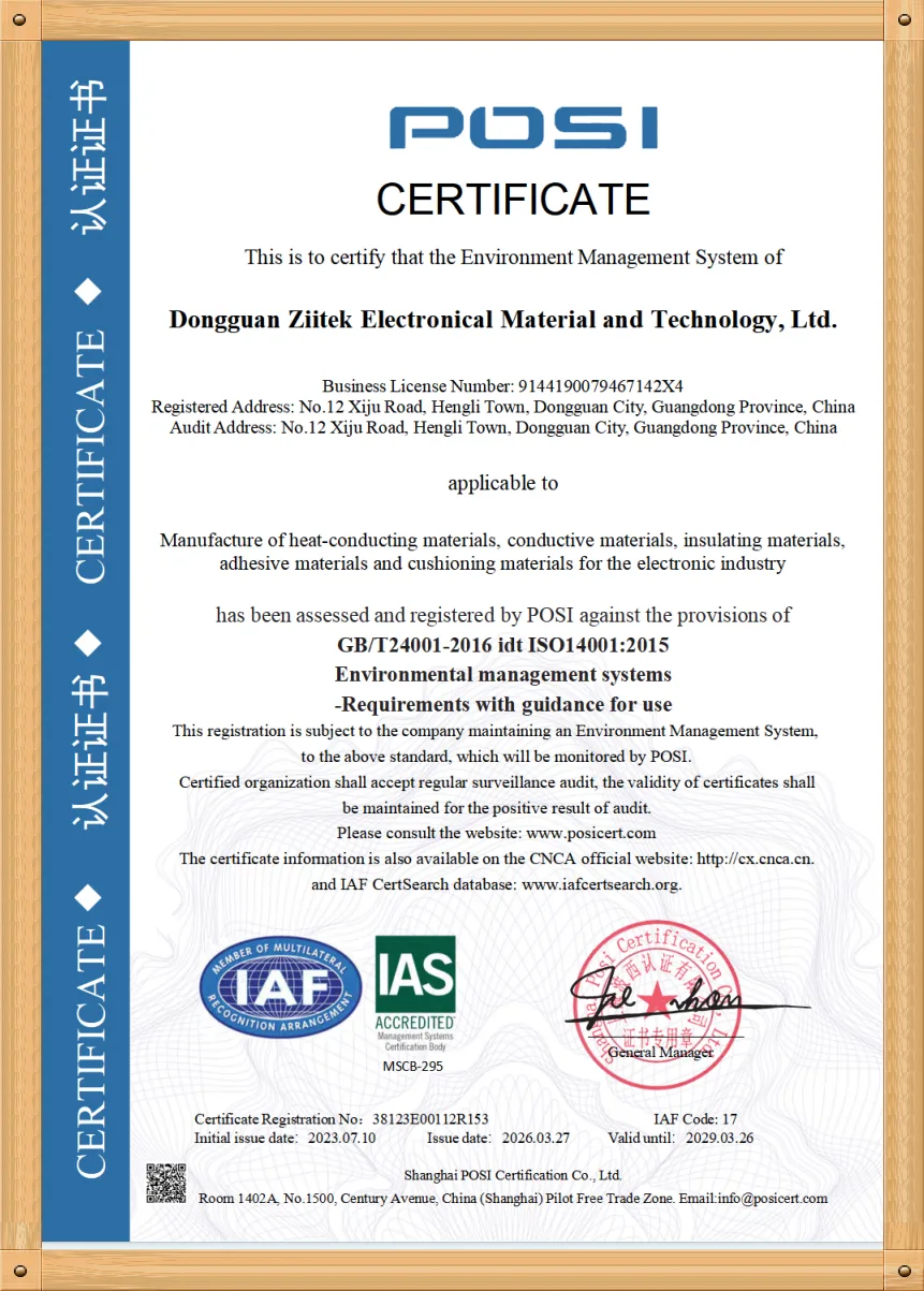 ISO 14001:2015 certificate