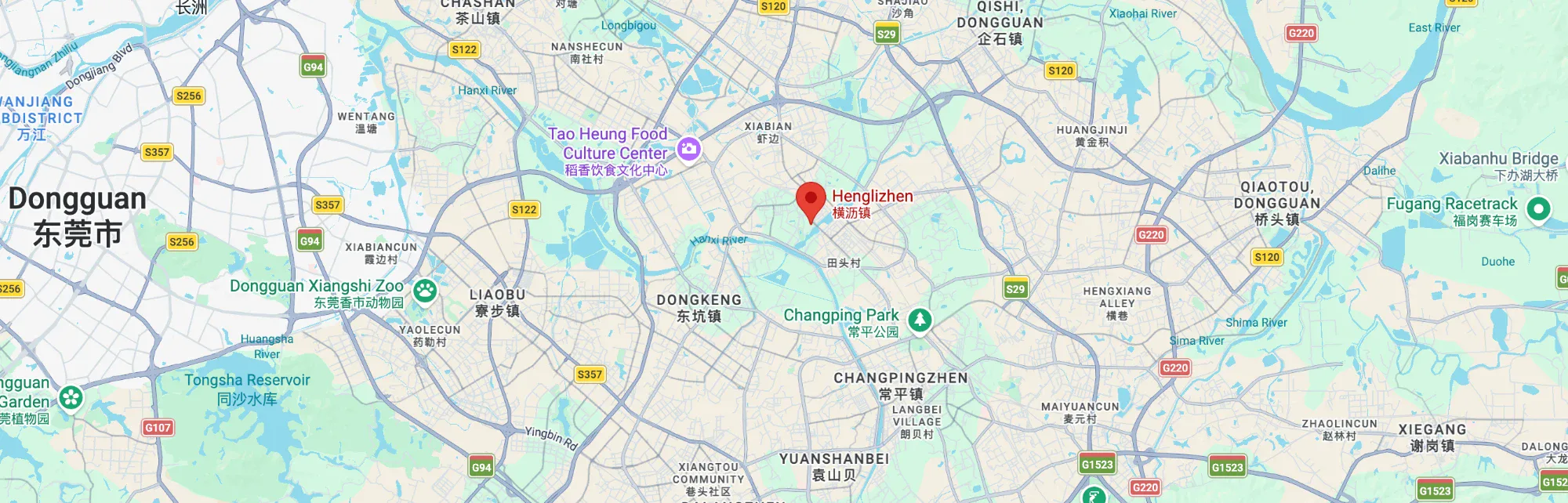 Map showing Ziitek headquarters near Hengli Town, Dongguan, Guangdong, China