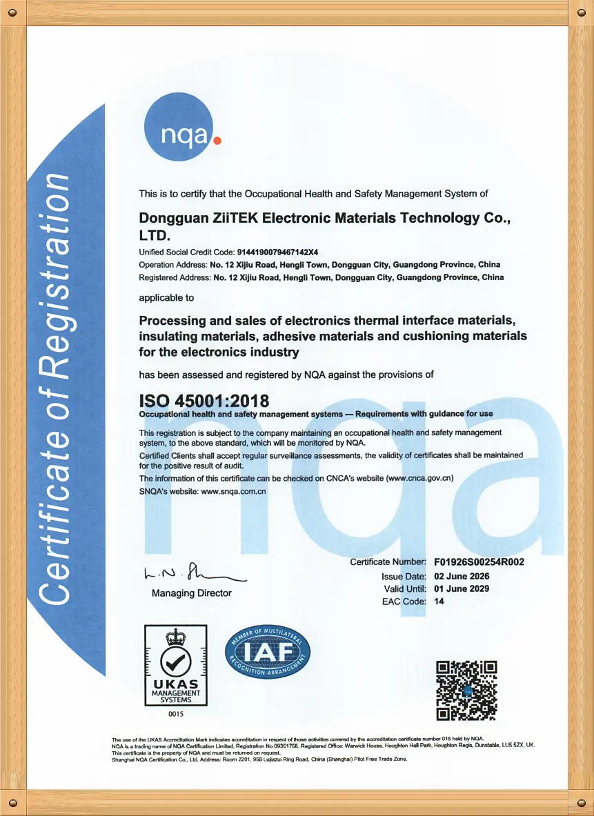ISO 45001:2018 certificate